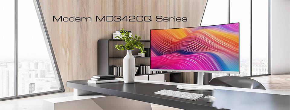 微星推出 Modern MD342CQP 显示器：21:9 1440p 120Hz 曲面带鱼屏